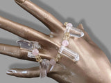 Citrin/Rosenquarz/Rock Crystal Natural Stone Elasticated Bracelet, NWT! - poupishop