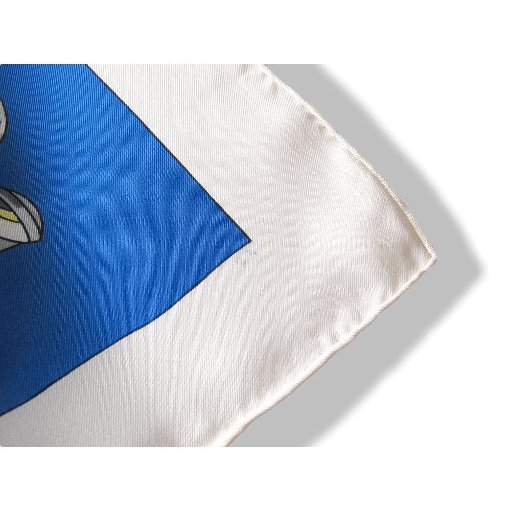 Copie de Hermes 1964 Blue White First Issue Golf by Christiane Vauzelles Twill 90cm - poupishop