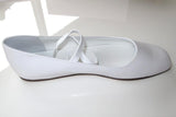 Courreges White Peep-toe Mary Jane Flat Women Shoes, NIB! - poupishop