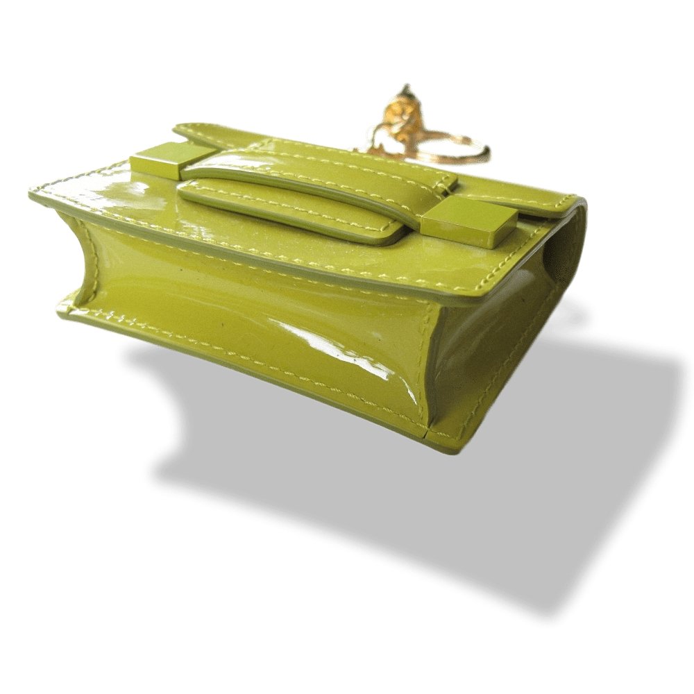Delvaux Green Anis Lime Madame Patent Leather Bag Charm Key Ring, New! - poupishop