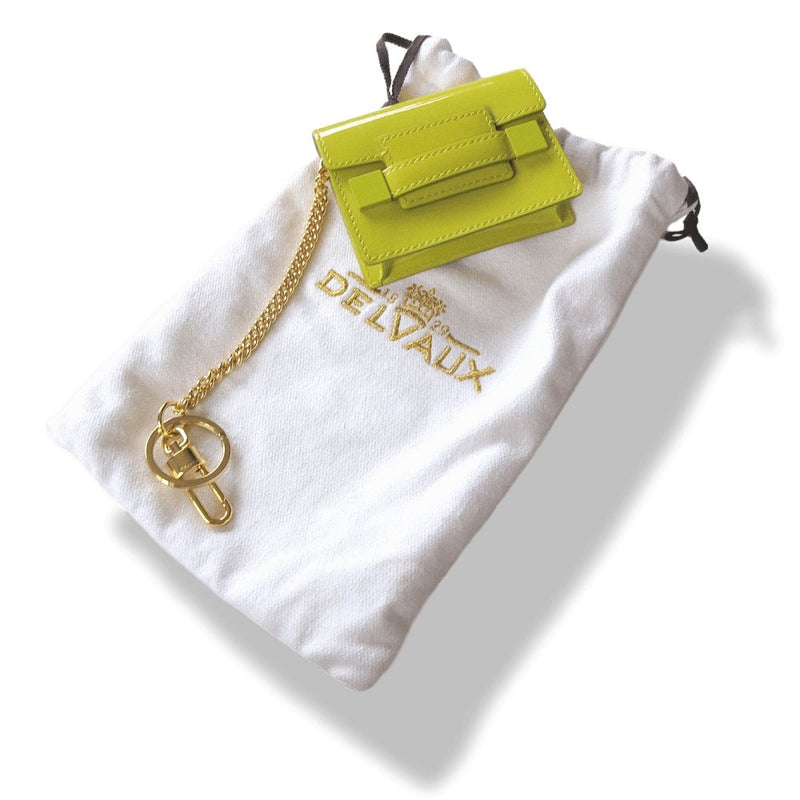 Delvaux Green Anis Lime Madame Patent Leather Bag Charm Key Ring, New! - poupishop