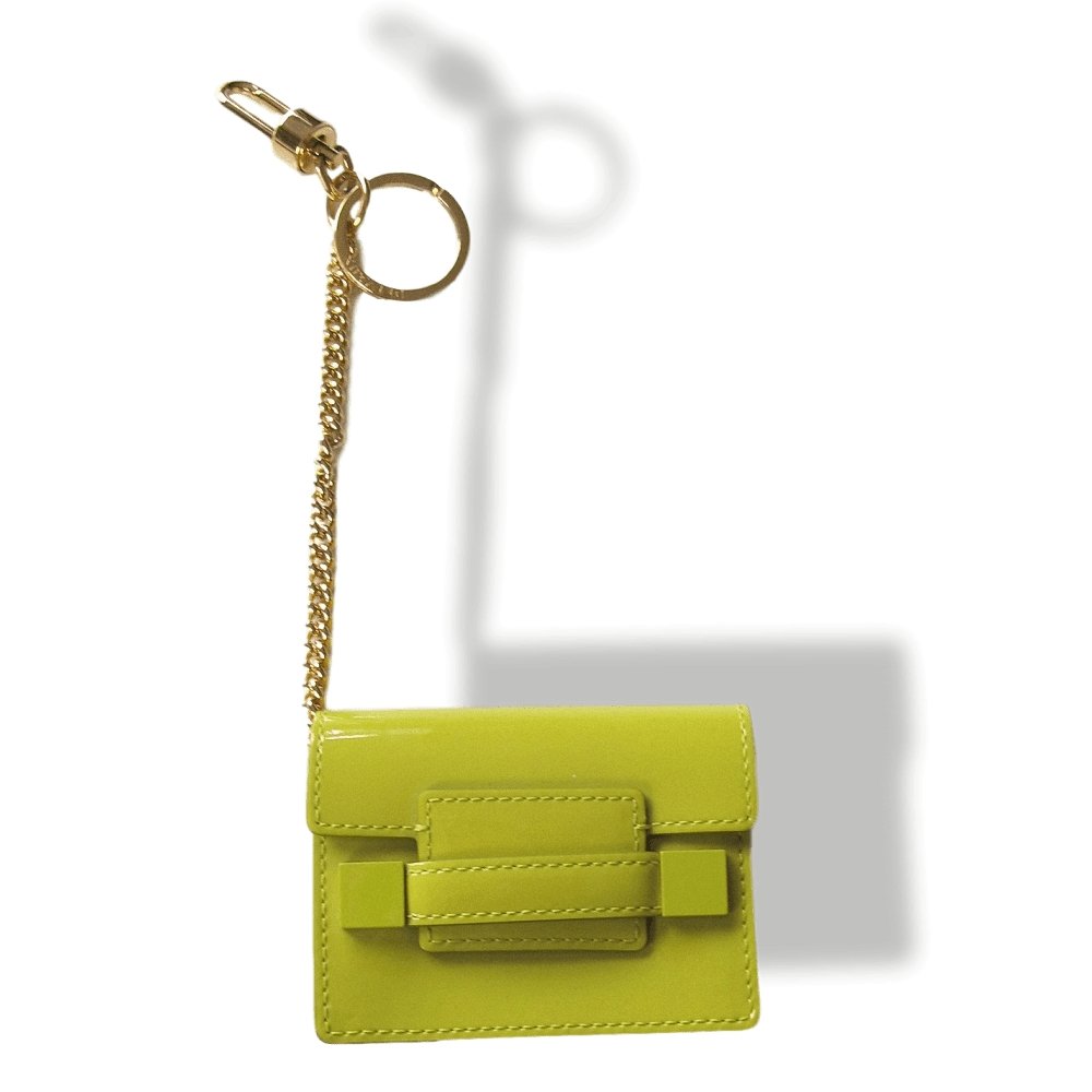 Delvaux Green Anis Lime Madame Patent Leather Bag Charm Key Ring, New! - poupishop