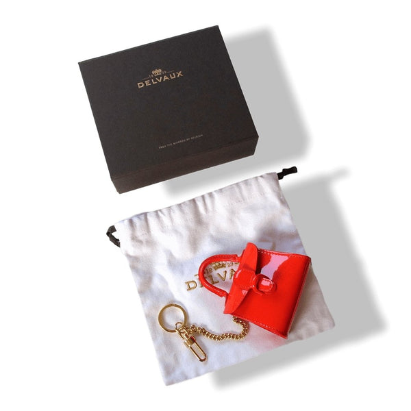Delvaux Piment Brillant Leather Bag Charm Key Ring, NIB! - poupishop