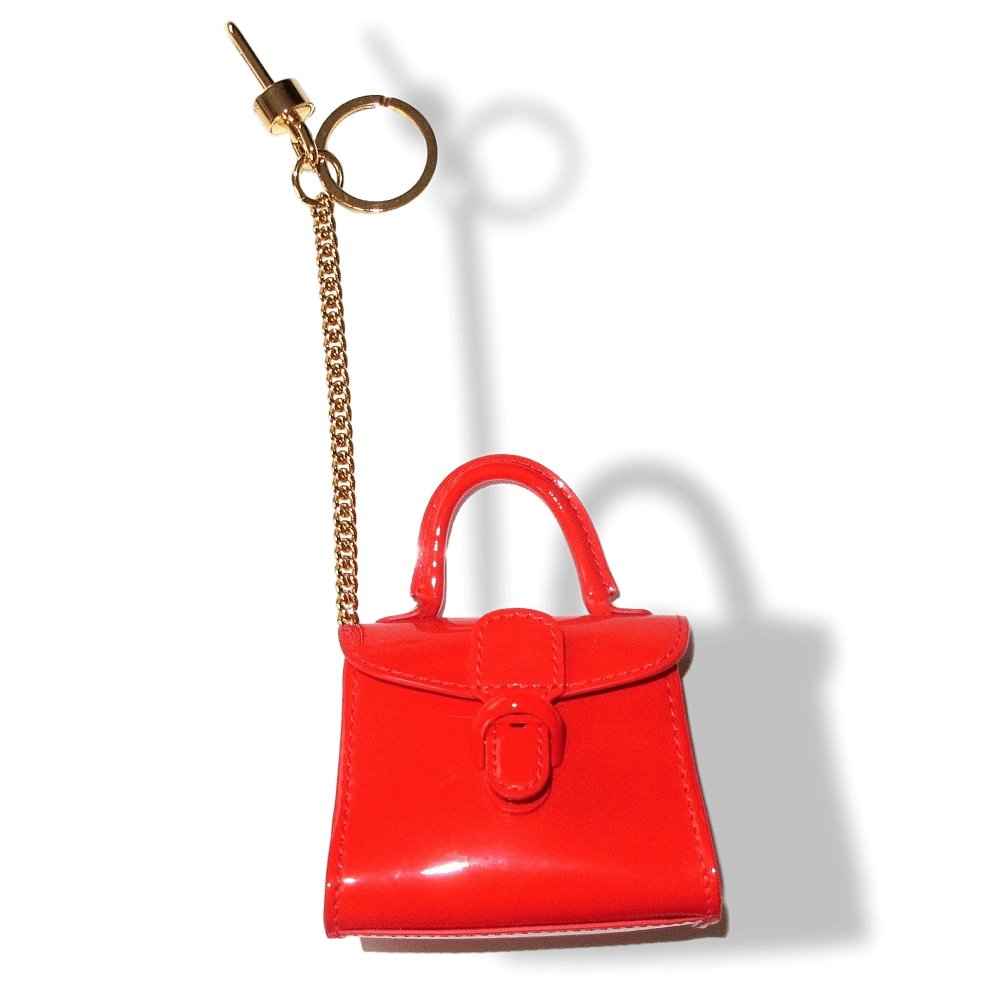 Delvaux Piment Brillant Leather Bag Charm Key Ring, NIB! - poupishop