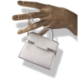 Delvaux White Tempete Leather Bag Charm Key Ring, NIB! - poupishop