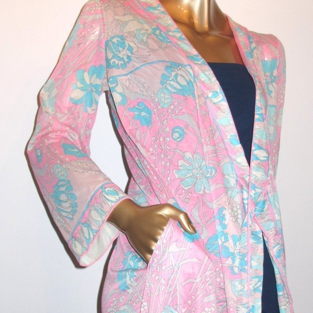 Emilio Pucci 1960s Psychedelic Formit Rogers Robe Sz14-16 - poupishop