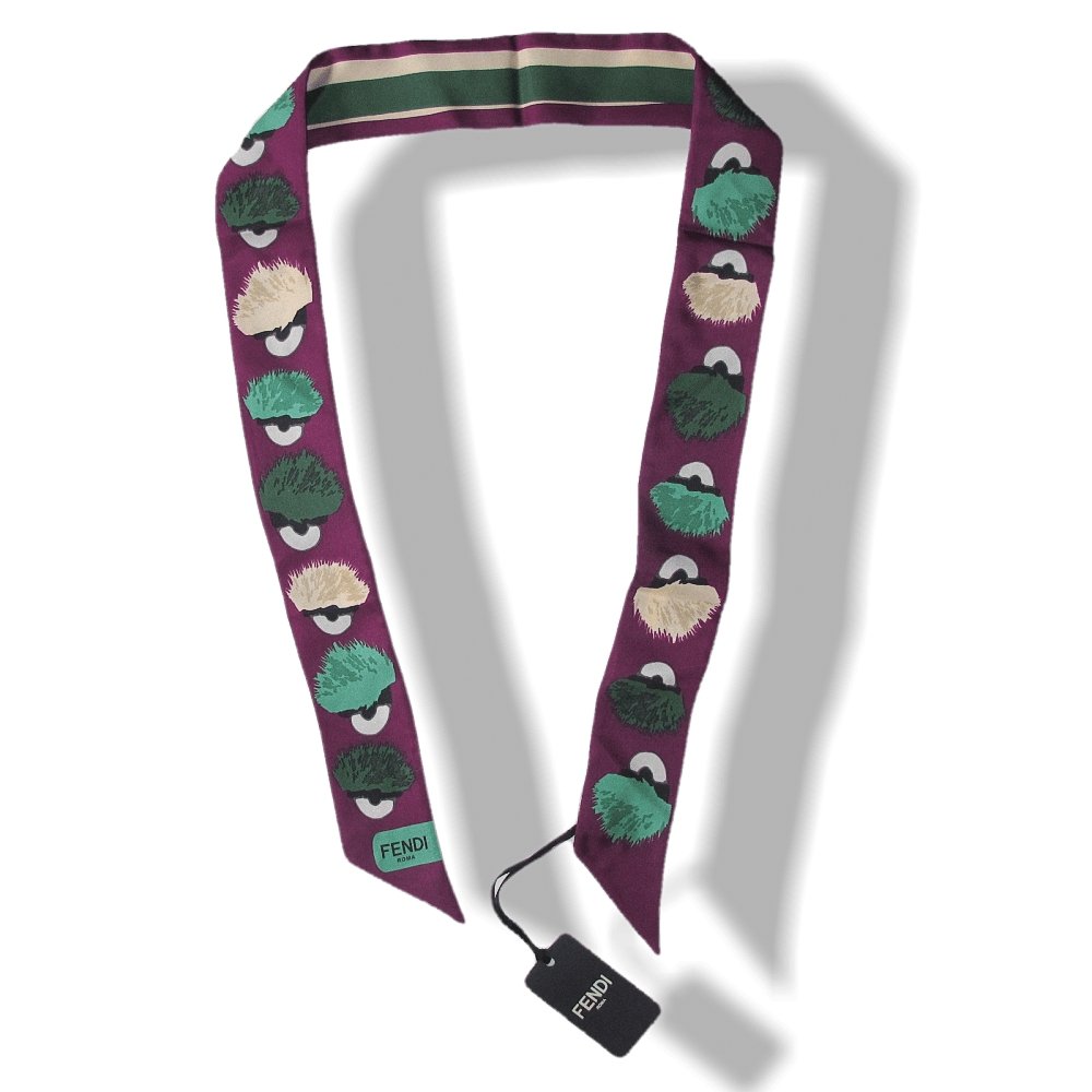 Fendi Purple/Green Printed Creatures Monster Twilly, NWT! - poupishop