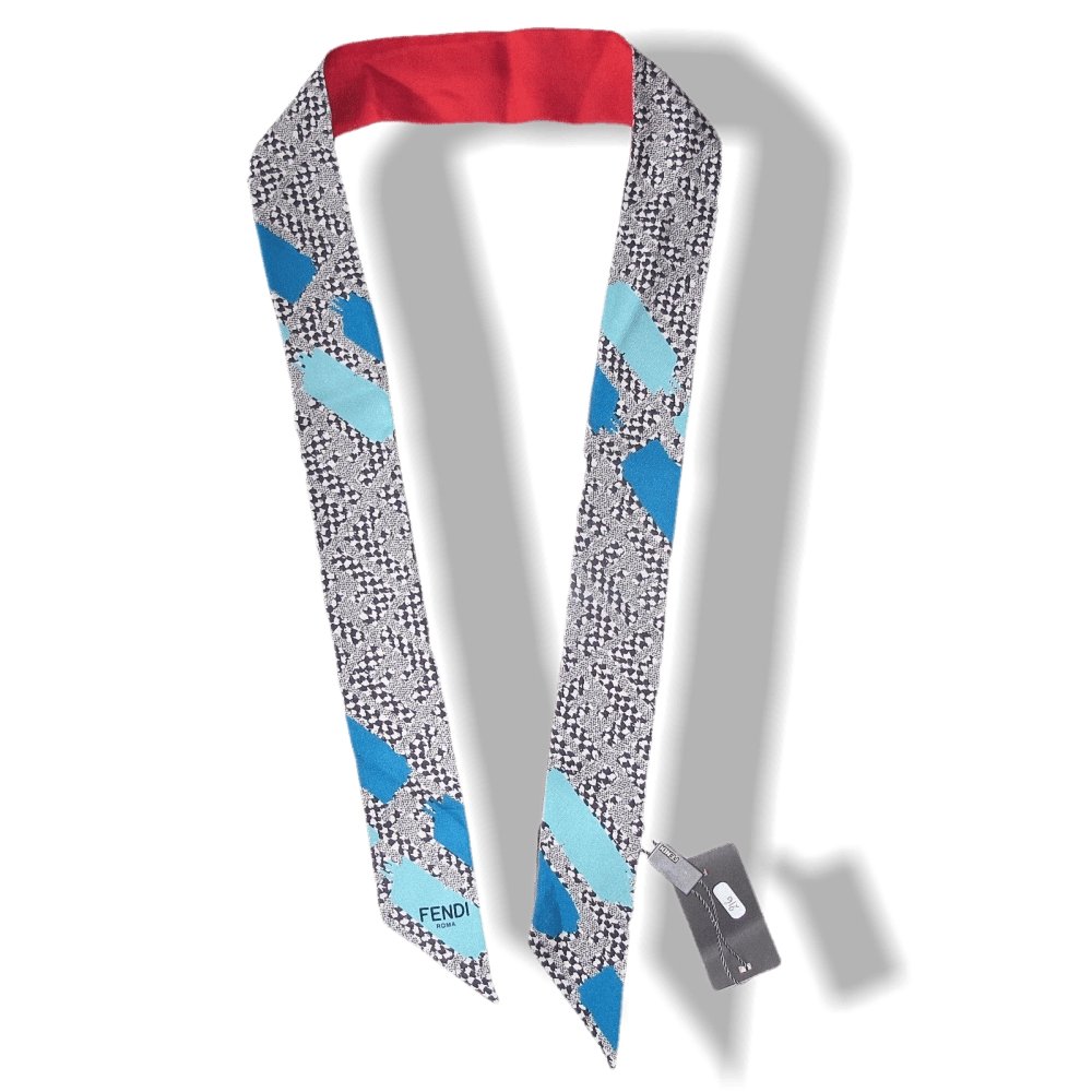 Fendi Red/Turquoise Printed Twillino Zucca Twilly, NWT! - poupishop