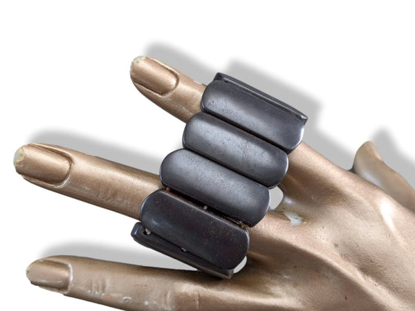 Ferrite Dark Grey-Brown Magnetic Natural Stone Manchette Bracelet Xtra Wide, NWT! - poupishop
