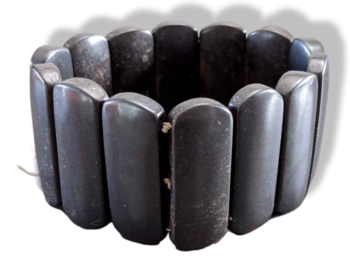 Ferrite Dark Grey-Brown Magnetic Natural Stone Manchette Bracelet Xtra Wide, NWT! - poupishop