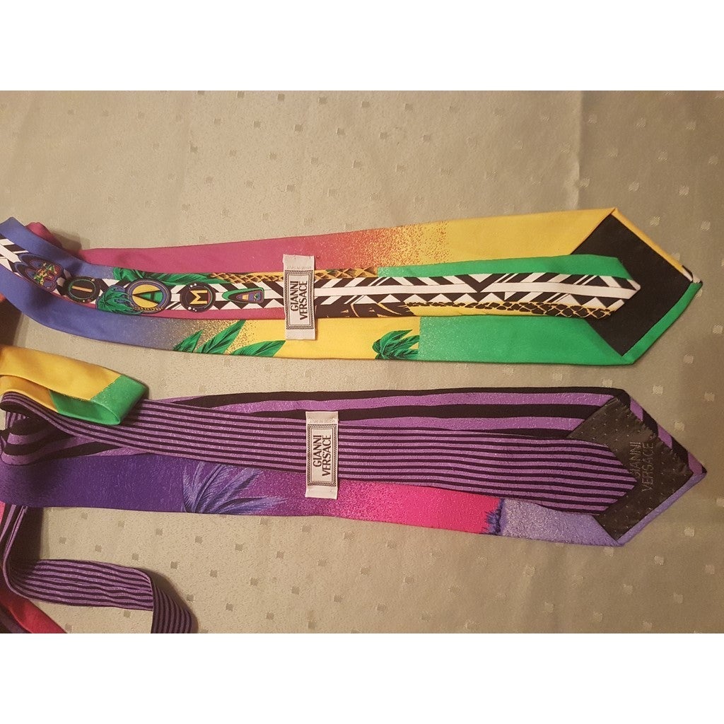 Gianni Versace Miami collection Lot of 2 Ties, Rare! - poupishop