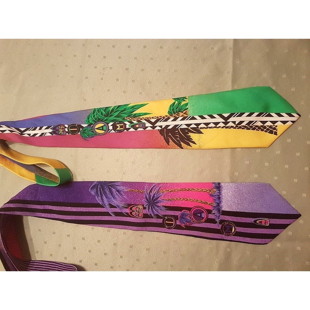 Gianni Versace Miami collection Lot of 2 Ties, Rare! - poupishop