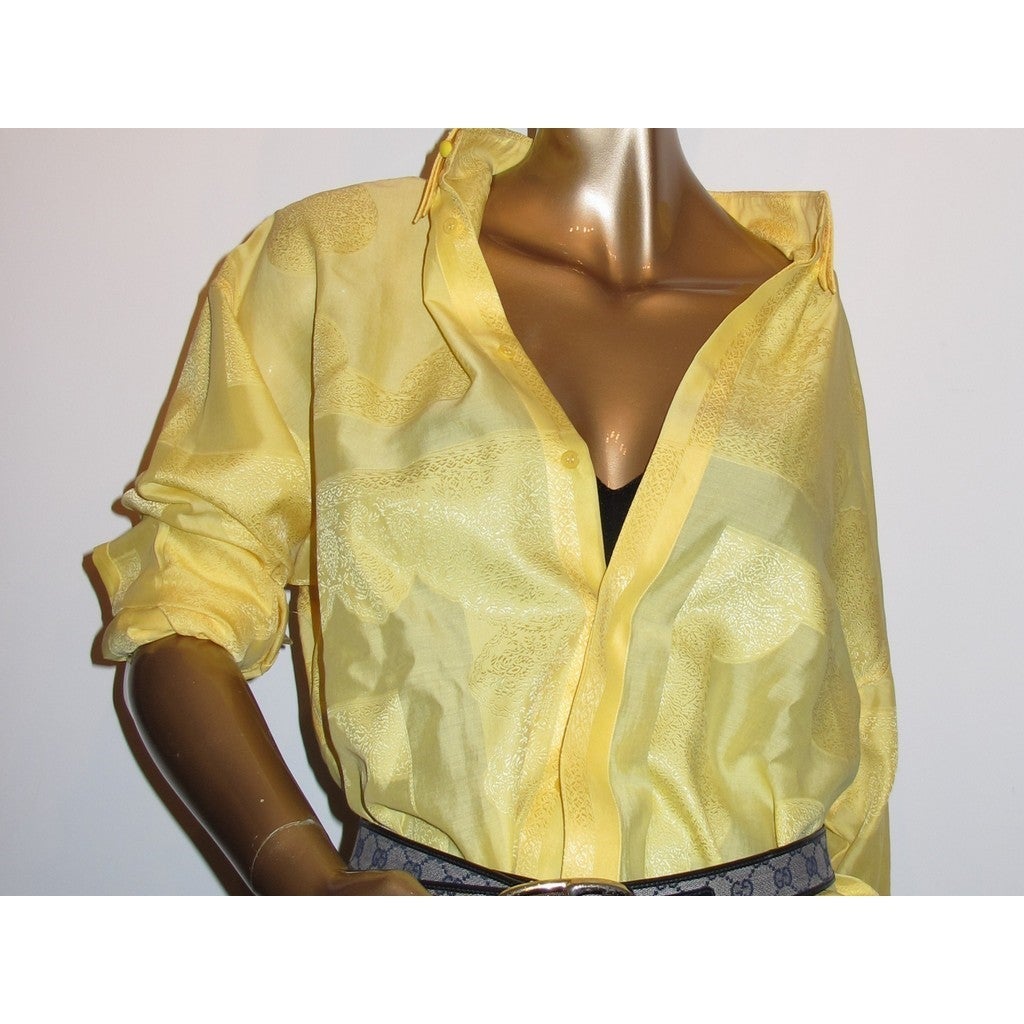 Gianni Versace Vintage Iconic Men Shirt Jacquard Silk, Sz50 - poupishop