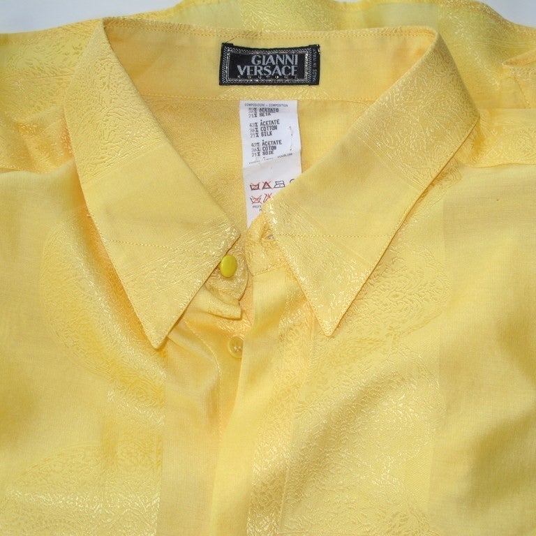 Gianni Versace Vintage Iconic Men Shirt Jacquard Silk, Sz50 - poupishop