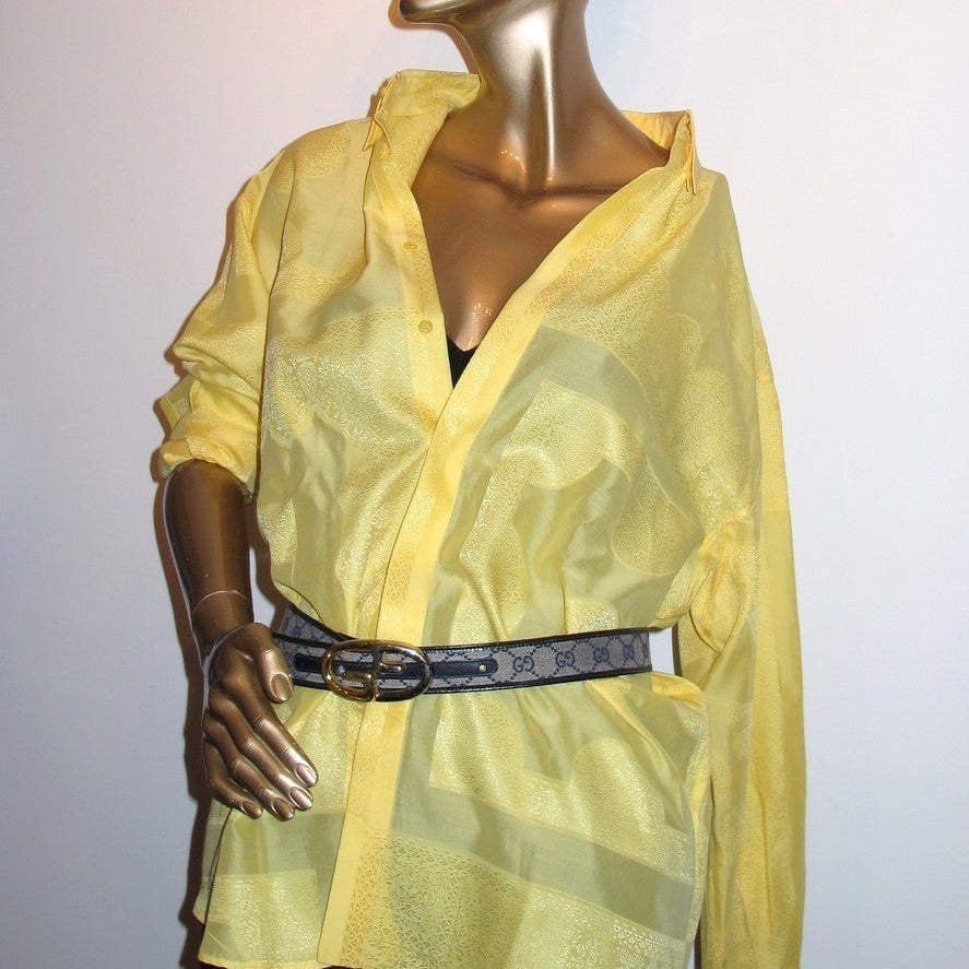 Gianni Versace Vintage Iconic Men Shirt Jacquard Silk, Sz50 - poupishop