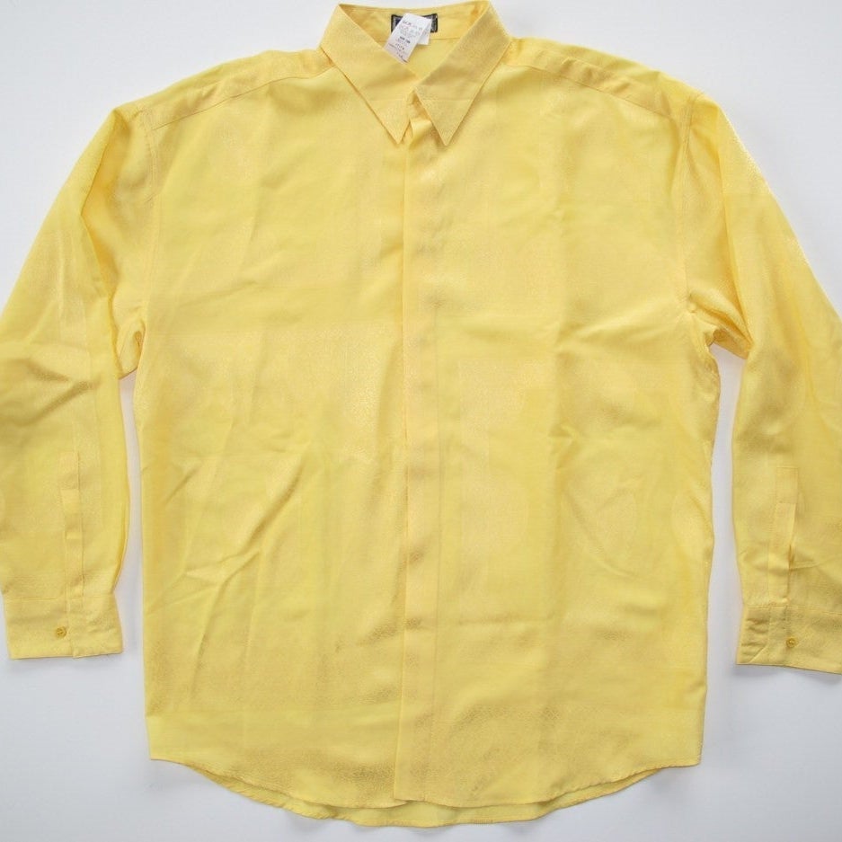Gianni Versace Vintage Iconic Men Shirt Jacquard Silk, Sz50 - poupishop