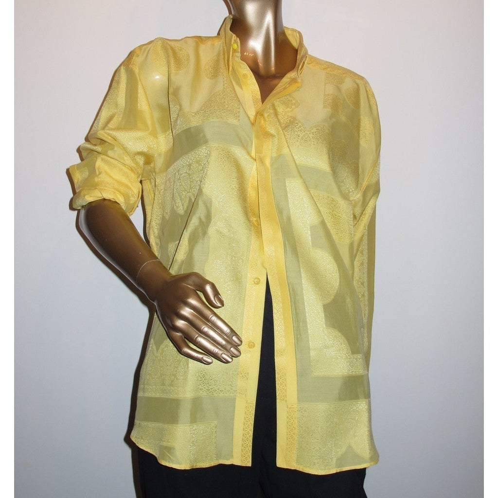 Gianni Versace Vintage Iconic Men Shirt Jacquard Silk, Sz50 - poupishop