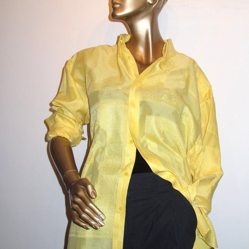 Gianni Versace Vintage Iconic Men Shirt Jacquard Silk, Sz50 - poupishop