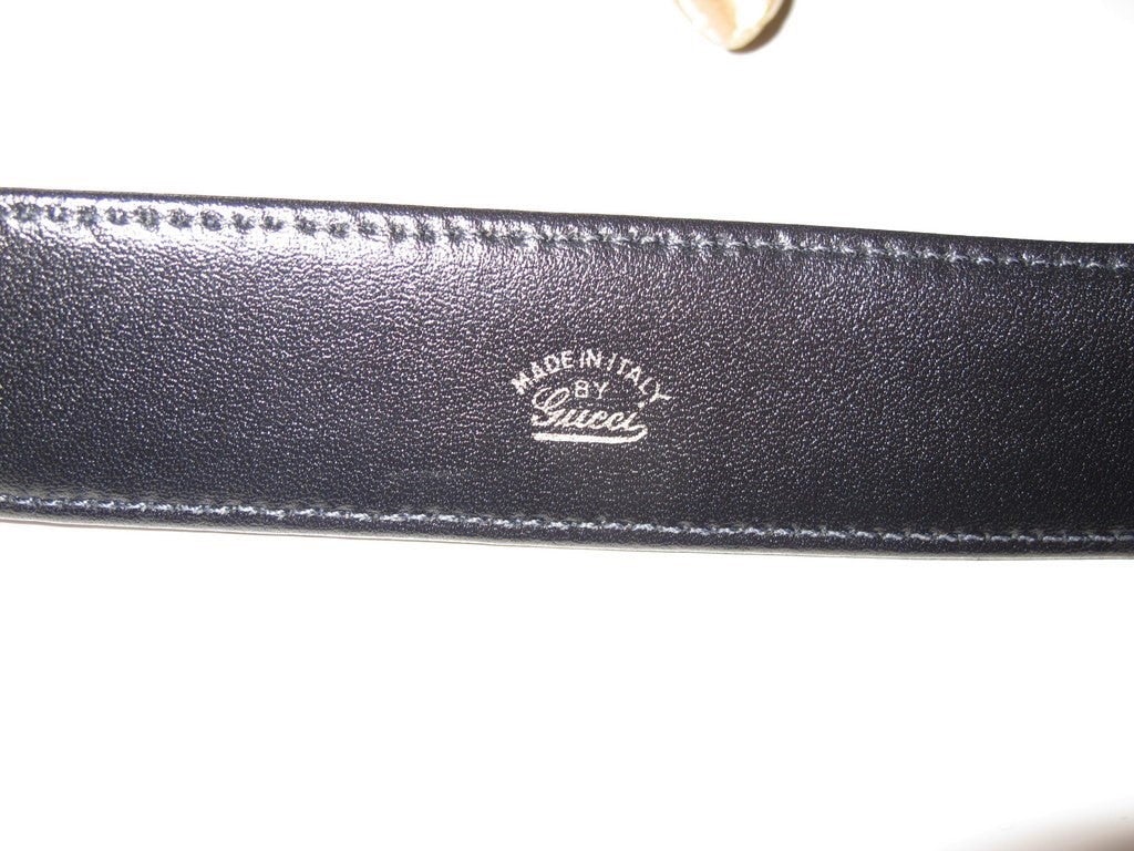 GUCCI Vintage Monogram Canvas & Leather Logo Belt - poupishop