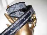 GUCCI Vintage Monogram Canvas & Leather Logo Belt - poupishop
