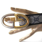 GUCCI Vintage Monogram Canvas & Leather Logo Belt - poupishop