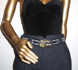 GUCCI Vintage Monogram Canvas & Leather Logo Belt - poupishop