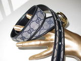 GUCCI Vintage Monogram Canvas & Leather Logo Belt - poupishop
