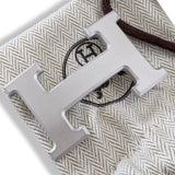 Hermes (1) Matt Silver Buckle of Belt H 32mm, New in Pochette with Tiny Flaw!