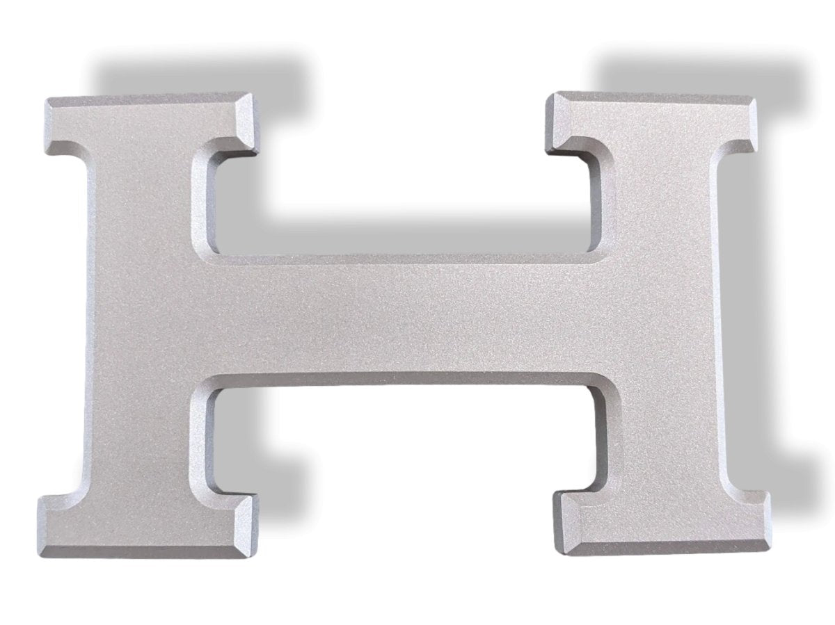 Hermes (1) Matt Silver Buckle of Belt H 32mm, New in Pochette with Tiny Flaw!