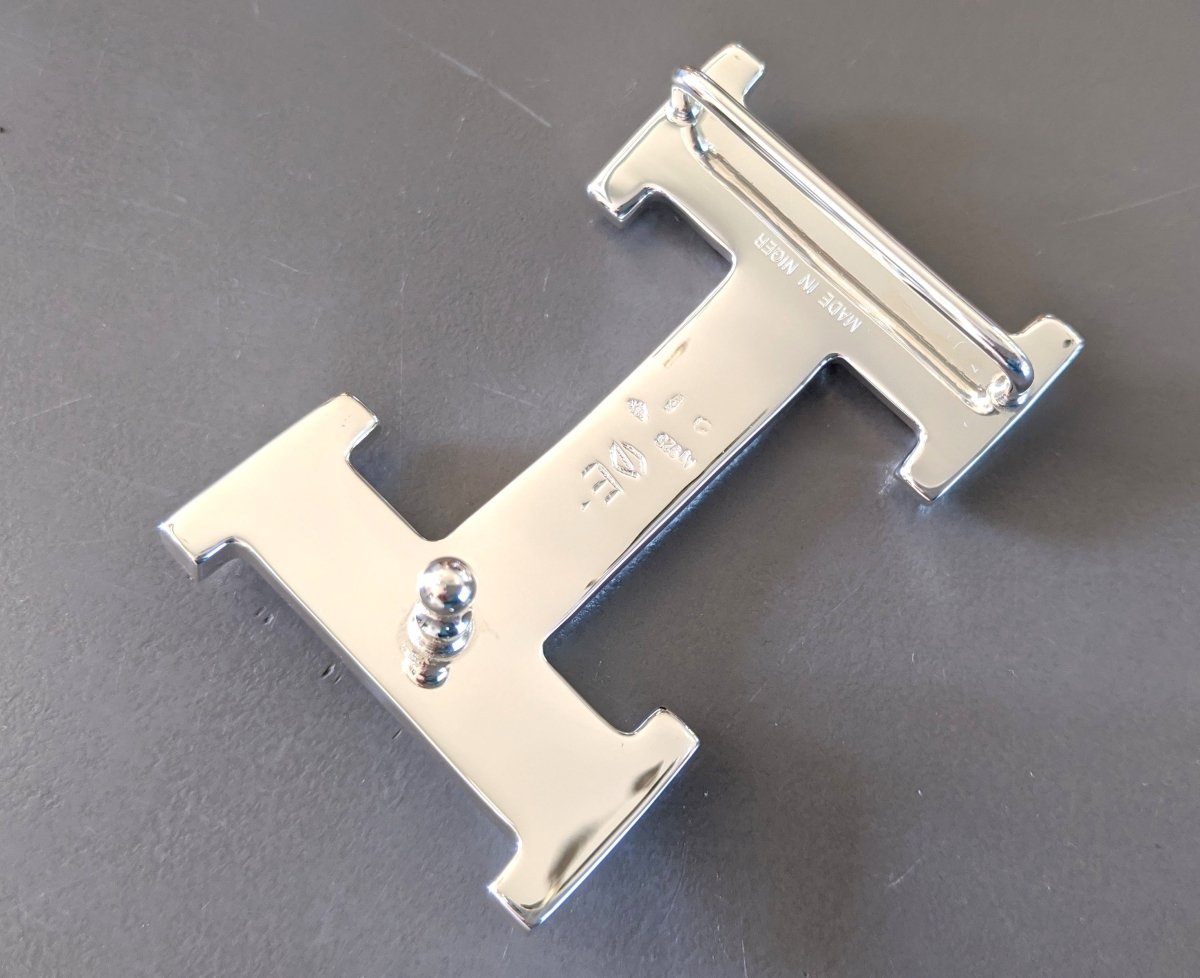 Hermes [10] AG Sterling Silver 925 TOUAREG H Belt Buckle H 32 mm, BNIB! - poupishop