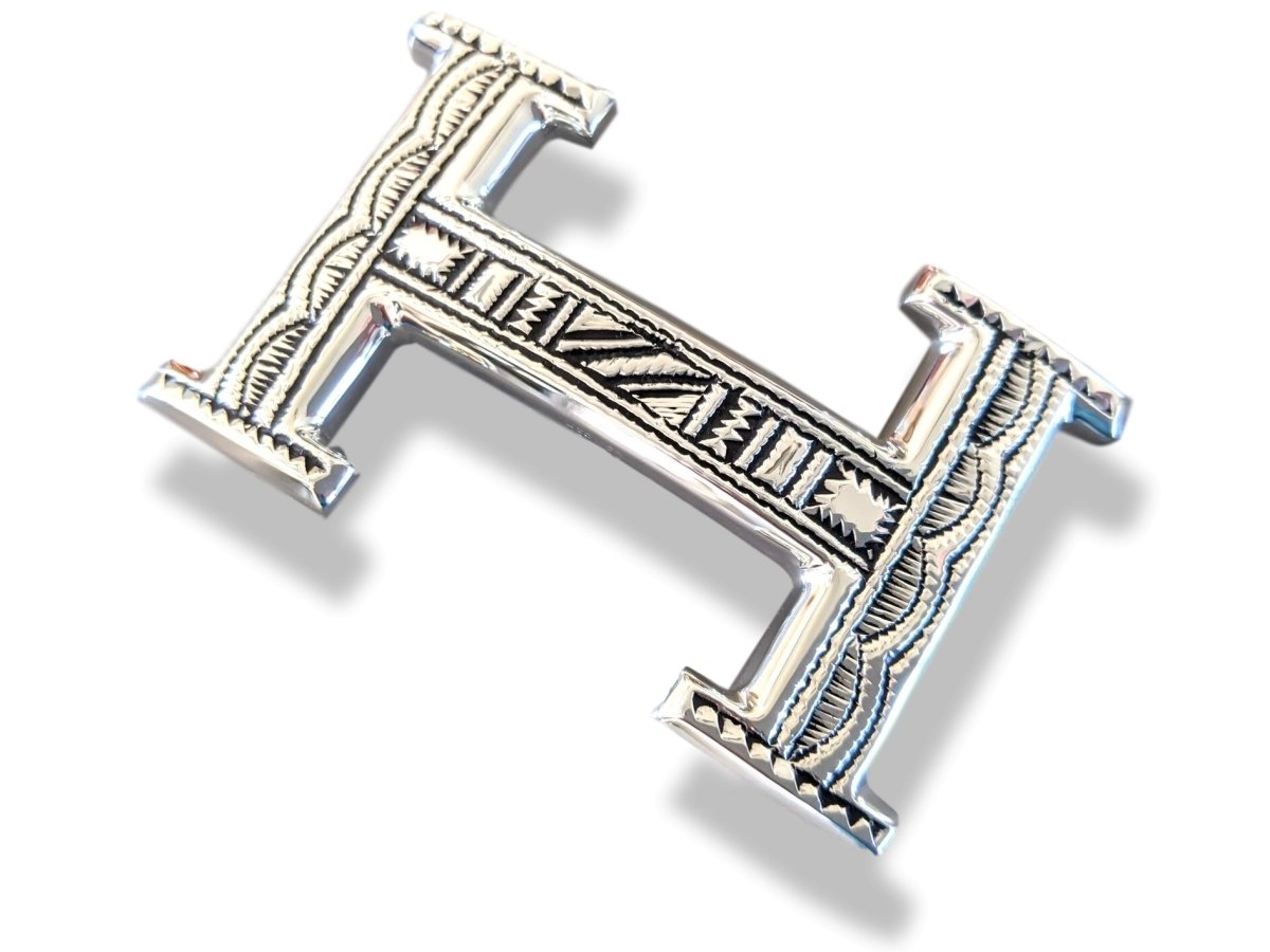 Hermes [10] AG Sterling Silver 925 TOUAREG H Belt Buckle H 32 mm, BNIB! - poupishop