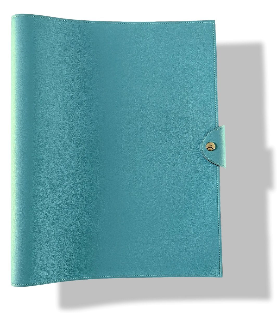 Hermes [101] Bleu Saint Cyr/Orange Poppy Swift Calfskin ULYSSE GM NoteBook Cover, NWTIB! - poupishop