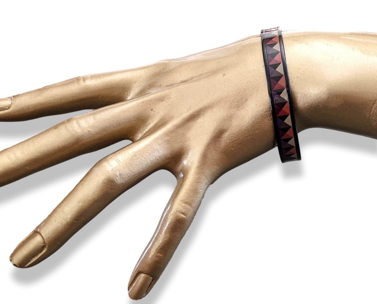 Hermes [103] 09- Surteint Enamel CLOUS EN TROMPE L'OEIL PVD Narrow Bangle Bracelet Sz 070, BNIB! - poupishop