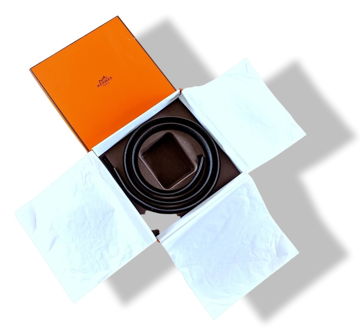 Hermes [103] 2018 Navy Box/Black Togo Reversible Leather Strap Belt 32 MM Sz 95, NIB! - poupishop