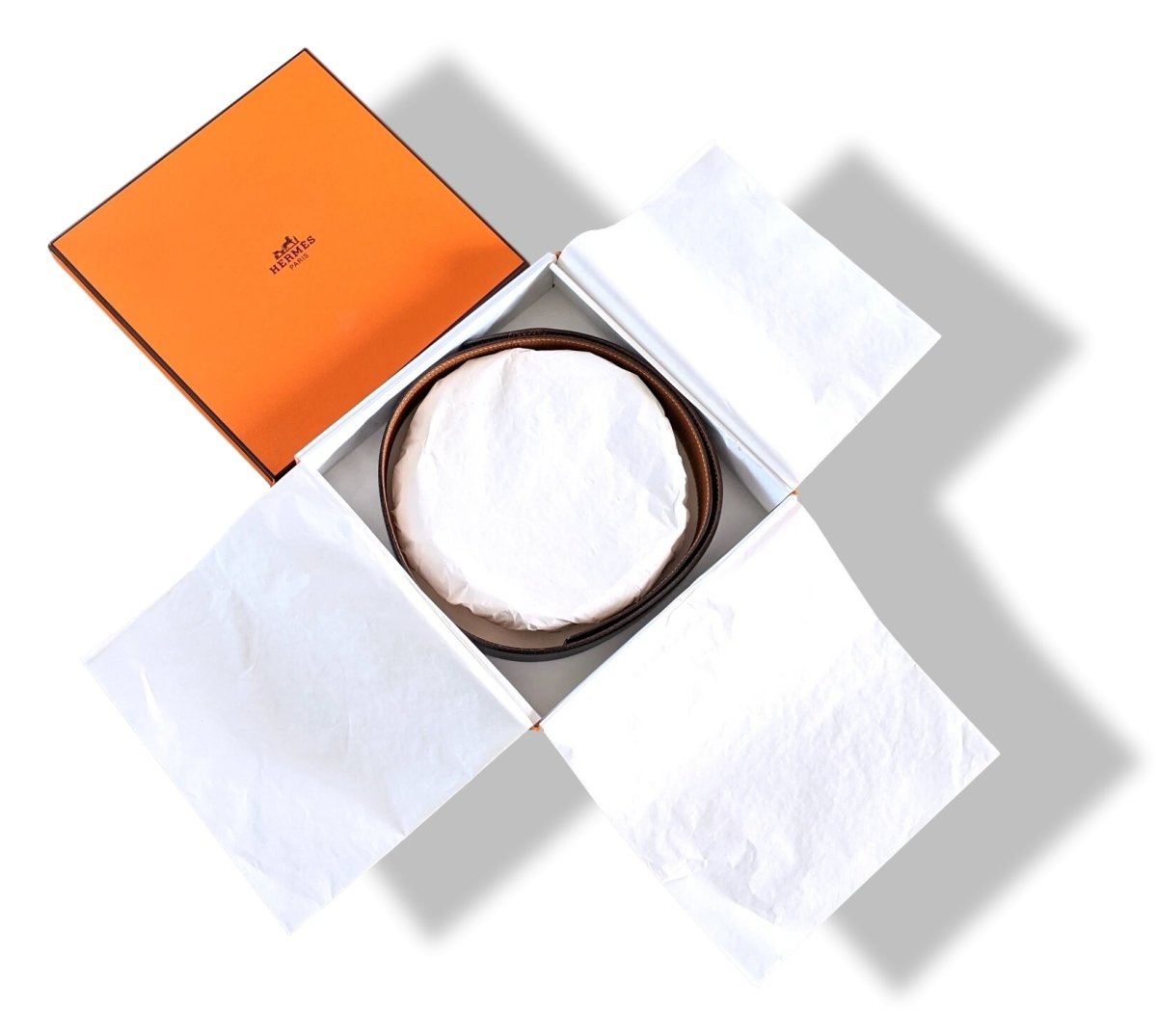 Hermes [106] 2004 Black Box/Gold Togo Reversible Leather Strap Belt 32 MM Sz 75, NIB! - poupishop