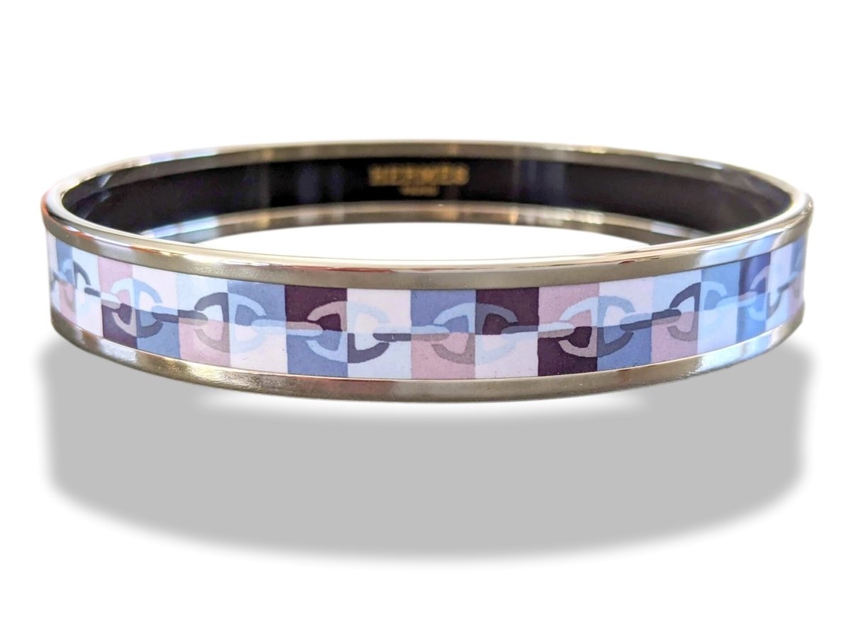 Hermes [107] Pastel Enamel OPTIQUE CHAINE D'ANCRE PHW Narrow Bangle Bracelet Sz 070, BNIB! - poupishop