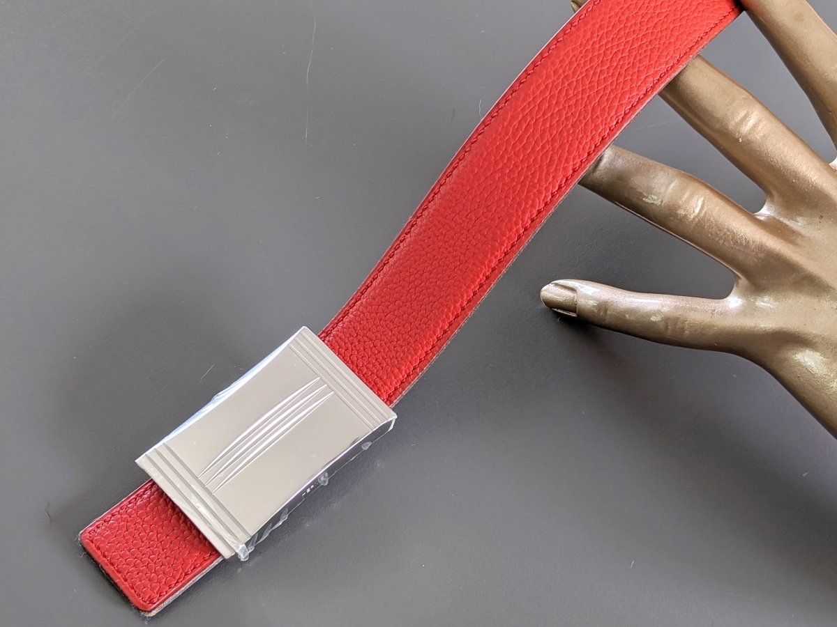 Hermes [108] 2004 Black Box/Vermillon Togo Reversible Leather Strap Belt 32 MM Sz75, NIB! - poupishop