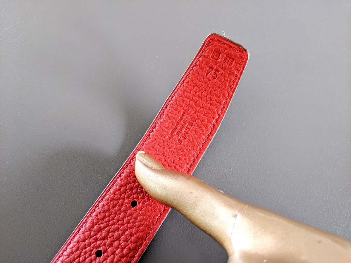 Hermes [108] 2004 Black Box/Vermillon Togo Reversible Leather Strap Belt 32 MM Sz75, NIB! - poupishop