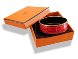 Hermes [109] 32 - Mono Rouge Enamel COLLIERS DE CHIEN GHW Wide Bangle Bracelet Sz65, BNIB! - poupishop