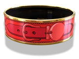 Hermes [109] 32 - Mono Rouge Enamel COLLIERS DE CHIEN GHW Wide Bangle Bracelet Sz65, BNIB! - poupishop