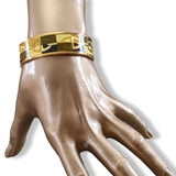 Hermes [110] Or Enamel OPTIQUE CHAINE D'ANCRE GHW Wide Bangle Bracelet Sz65, BNIB! - poupishop