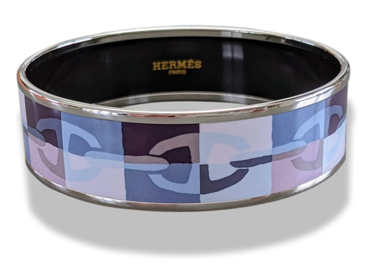 Hermes [111] Pastel Enamel OPTIQUE CHAINE D'ANCRE PHW Wide Bangle Bracelet Sz65, BNIB! - poupishop
