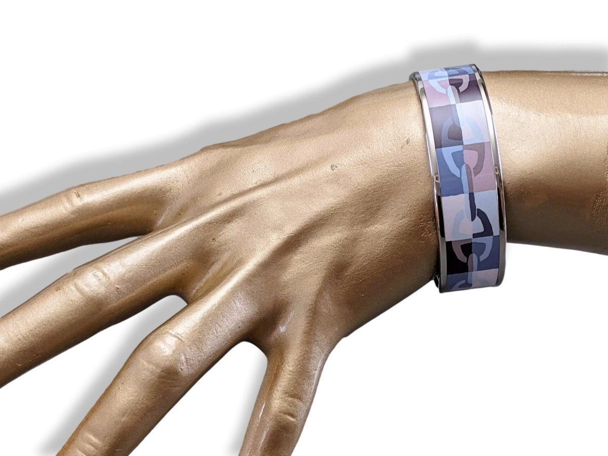 Hermes [111] Pastel Enamel OPTIQUE CHAINE D'ANCRE PHW Wide Bangle Bracelet Sz65, BNIB! - poupishop