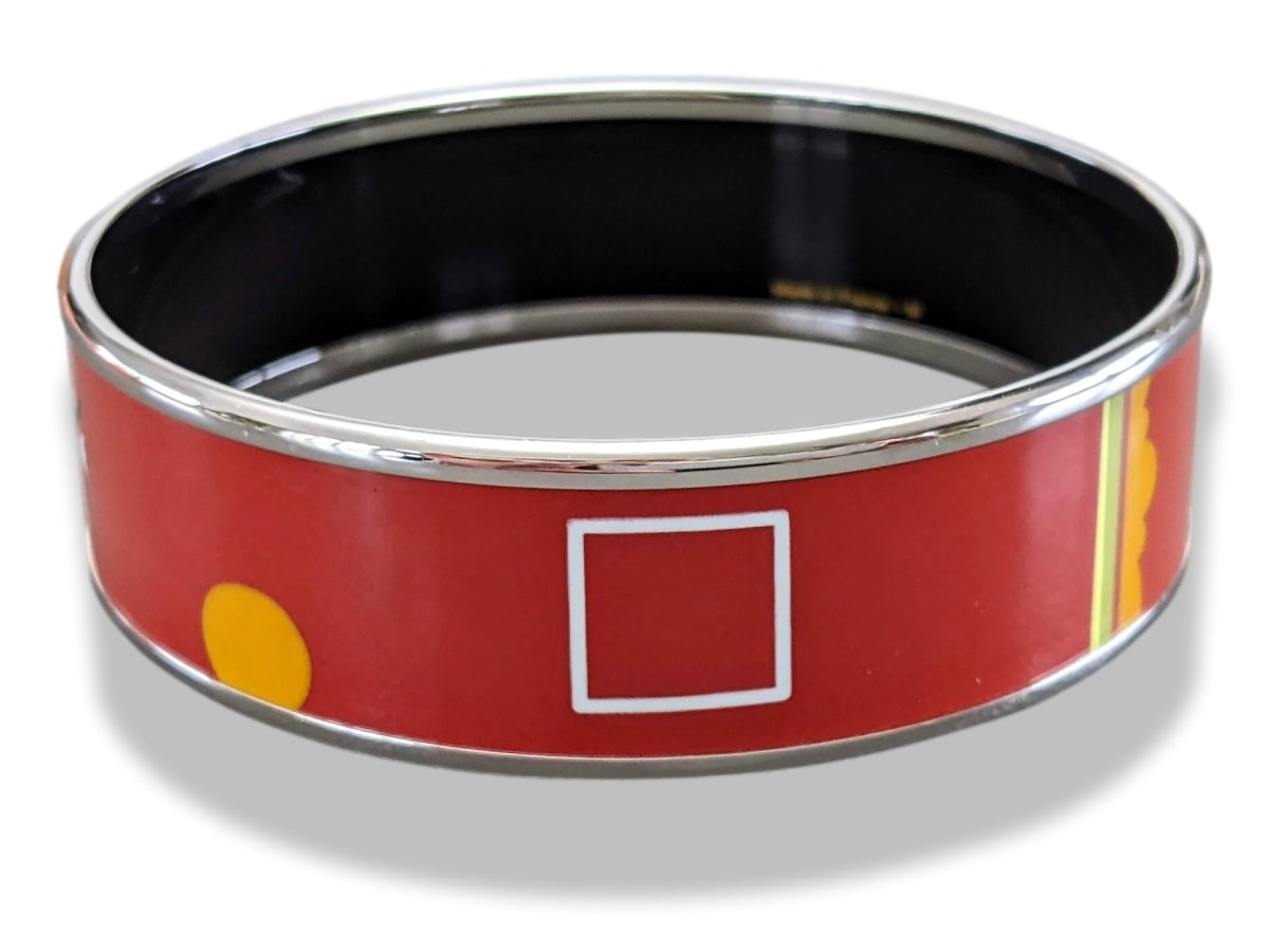 Hermes [112] 04 - Rouge Artist Enamel PHW Wide Bangle Bracelet Sz65, BNIB! - poupishop