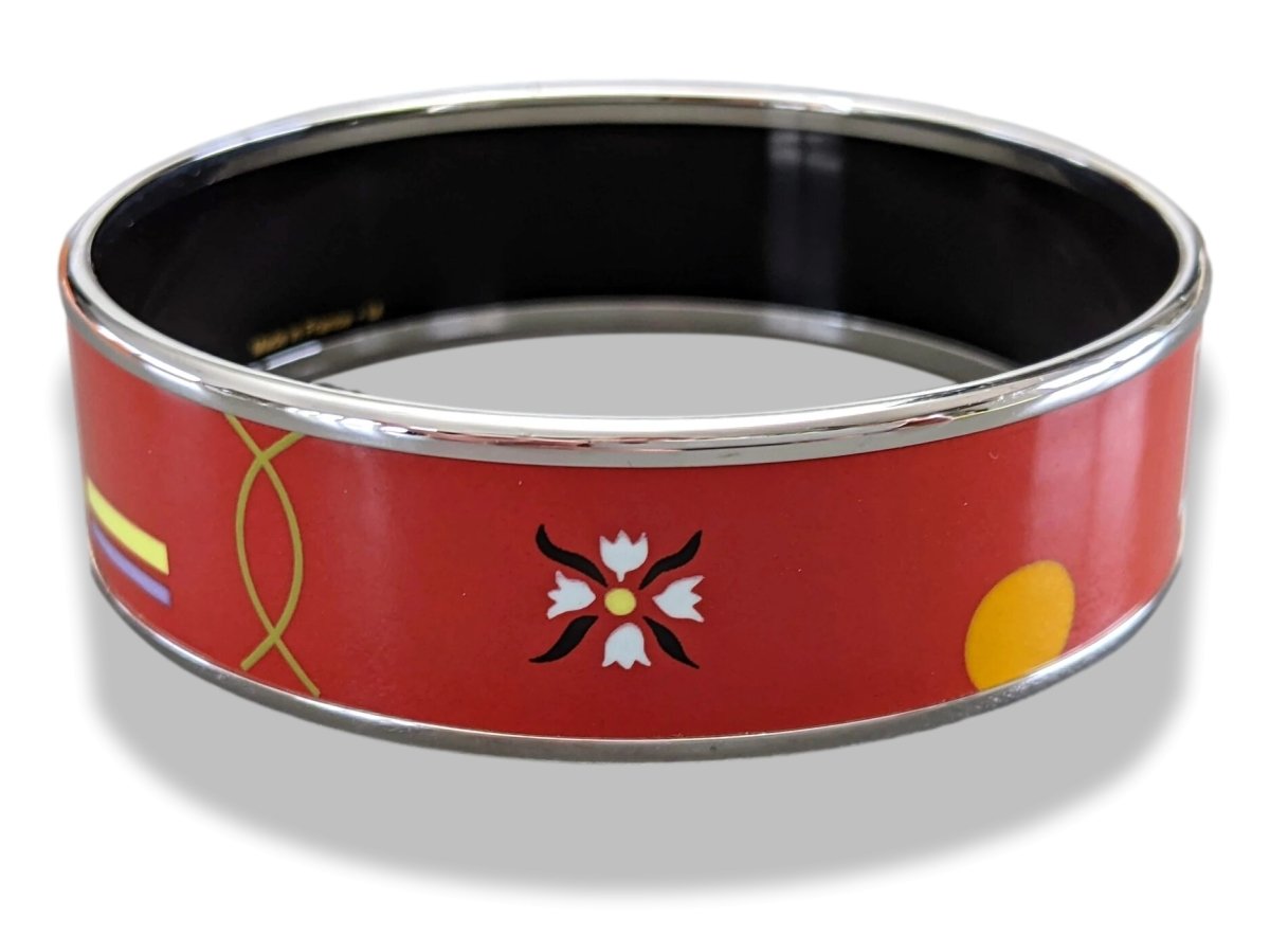 Hermes [112] 04 - Rouge Artist Enamel PHW Wide Bangle Bracelet Sz65, BNIB! - poupishop