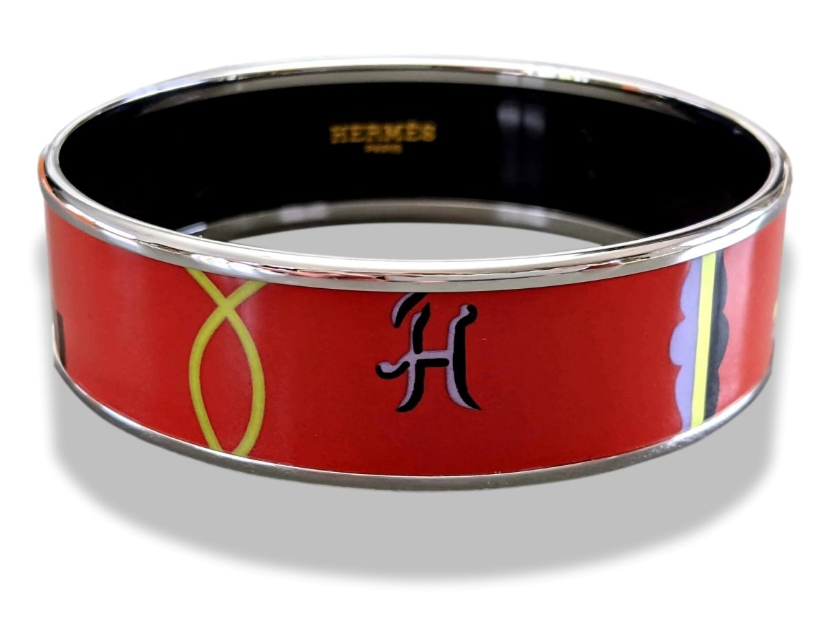 Hermes [112] 04 - Rouge Artist Enamel PHW Wide Bangle Bracelet Sz65, BNIB! - poupishop