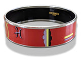Hermes [112] 04 - Rouge Artist Enamel PHW Wide Bangle Bracelet Sz65, BNIB! - poupishop