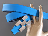 Hermes [112] Noir/Bleu Zanzibar Reversible Box/Togo Leather Strap Belt 32 mm, BNIB! - poupishop