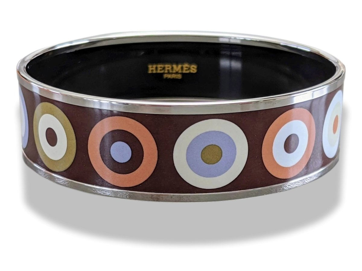 Hermes [113] 11 - Passe Enamel DANCING CIRCLES PHW Wide Bangle Bracelet Sz65, BNIB! - poupishop