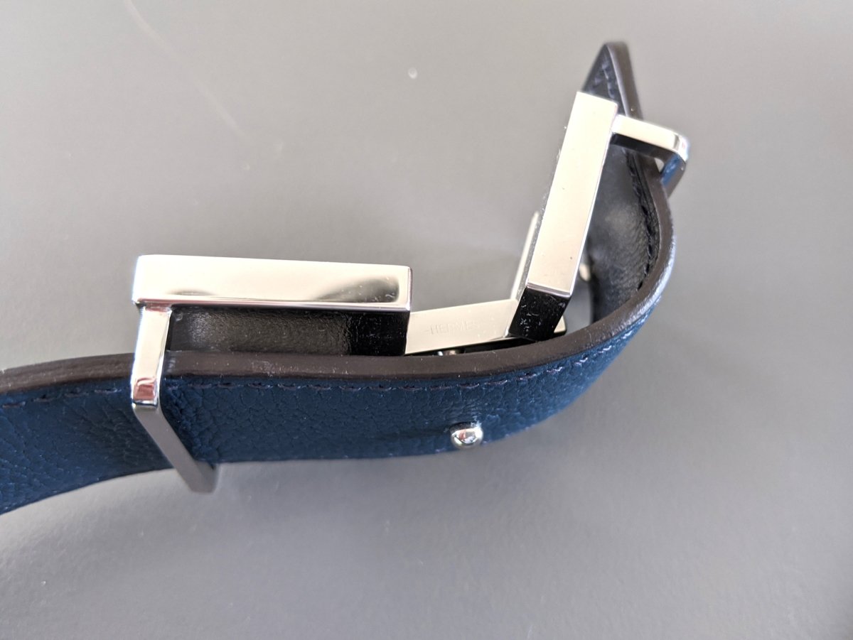 Hermes [113] Black/Bleu de Prusse Togo/Box Reversible Belt Strap 32 mm, BNIB! - poupishop